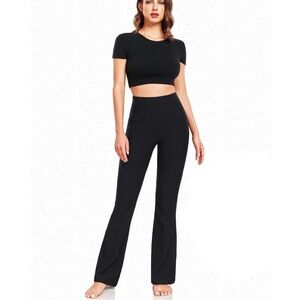 NWT Flare Pants Black Ribbed Sz L